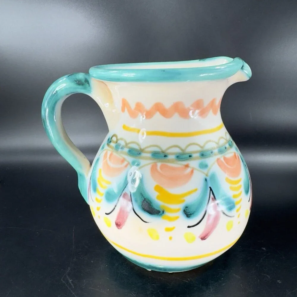 Vintage La Gartera Art Potter Jug Pitcher Toledo‎ Spain signed Pottery Hand Made